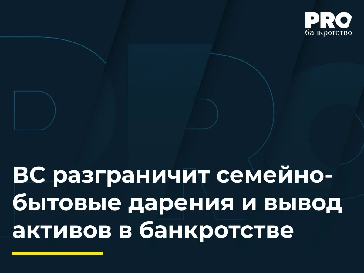 ВС разграничит семейно-бытовые дарения и вывод активов в банкротстве