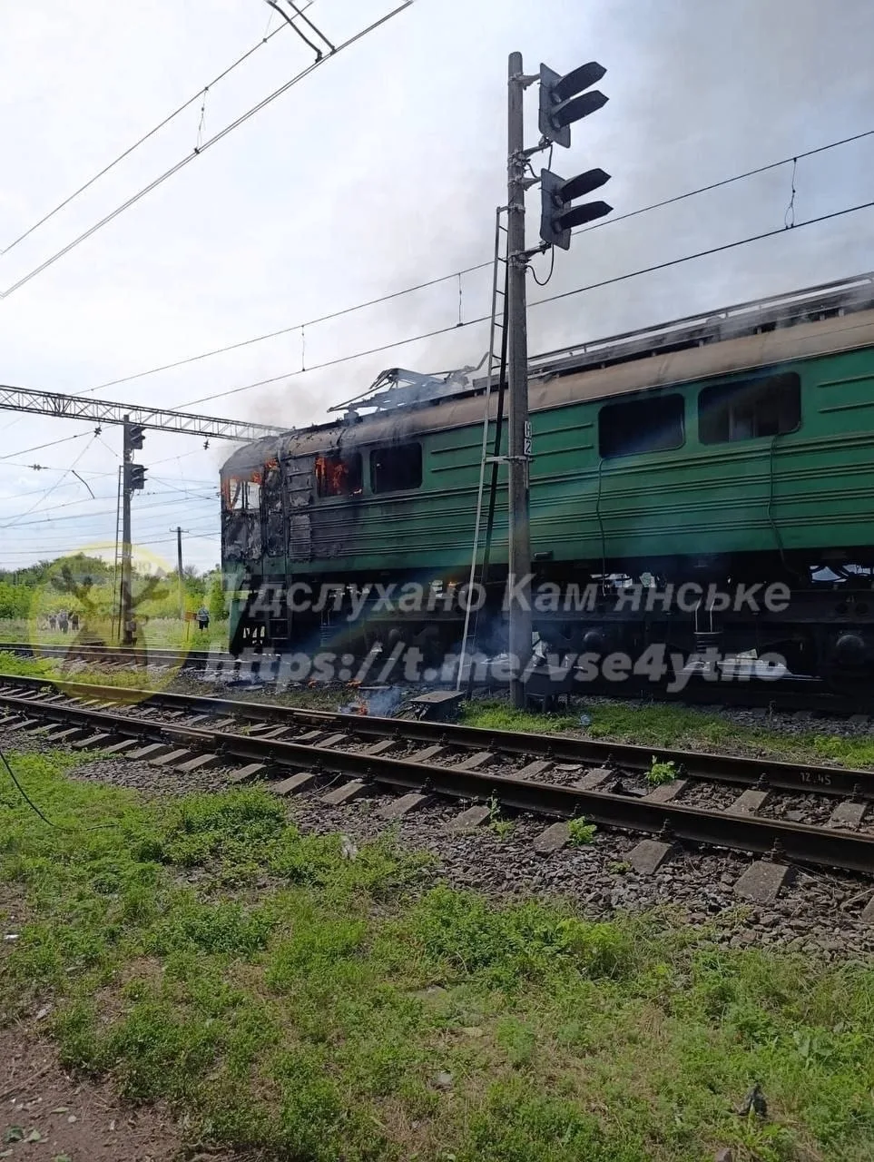 Ещё один локомотив выгорел после удара Герани в Днепропетровской области.