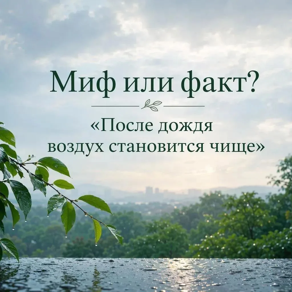 ❓Миф или факт?
«После дождя воздух становится чище»

✅ Факт

Капли дождя помогают «смывать» из возду