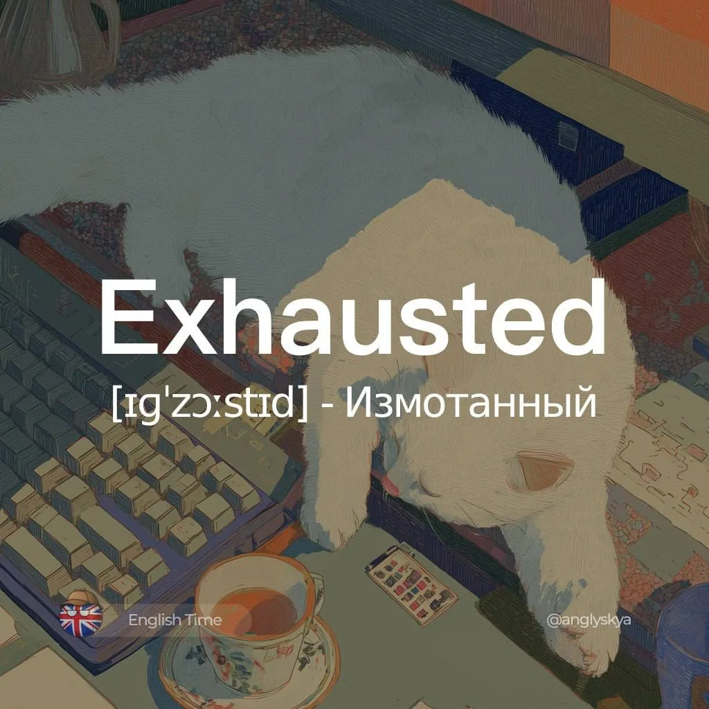 Exhausted (ɪɡˈzɔːstɪd) – измотанный

Похожие слова:  
1. Fatigued (fəˈtiːɡd) – уставший, изнурённый
