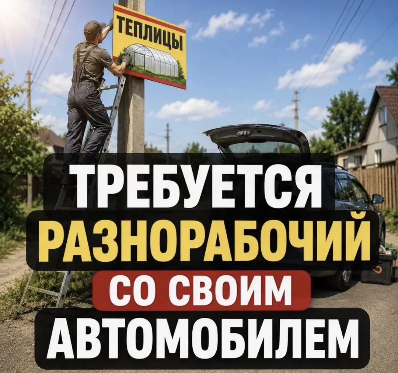 🚗 Вакансия: Разнорабочий со своим автомобилем