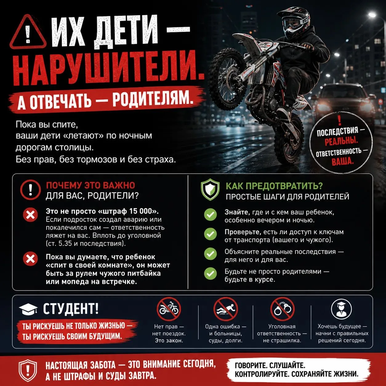 🚨 ИХ ДЕТИ — НАРУШИТЕЛИ. А ОТВЕЧАТЬ — РОДИТЕЛЯМ.