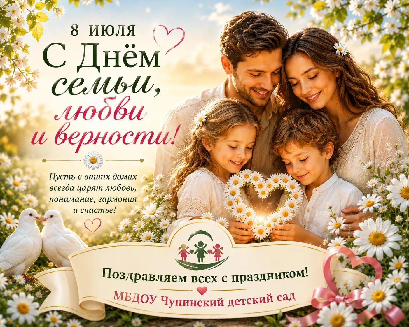 От всего сердца поздравляем всех с замечательным праздником — Днём семьи, любви и верности!
Этот ден