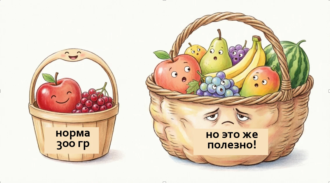 Фрукты летом: почему «это же полезно» не работает без дозировки
(Серия «Как жить в жару» — продолжае