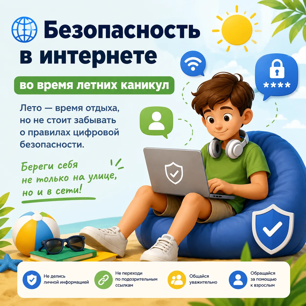 Безопасность в интернете во время летних каникул!☀️