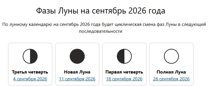 Лунные календари на сентябрь 2026 года: Узнайте, какие дни будут благоприятными для раз...