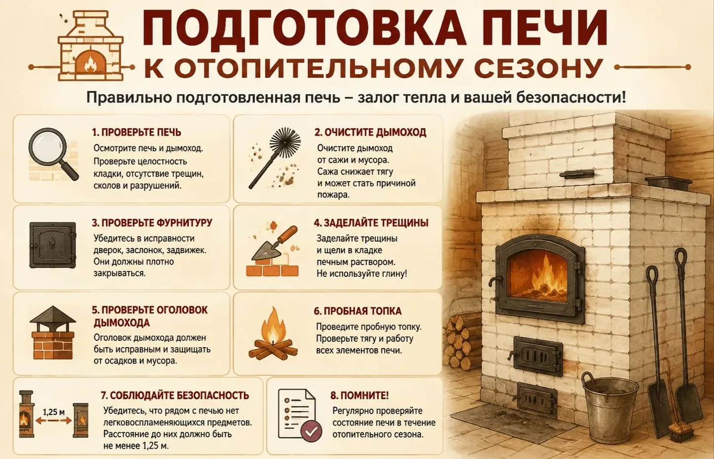 🍂 Отопительный сезон не за горами: подготовьте печи заранее!