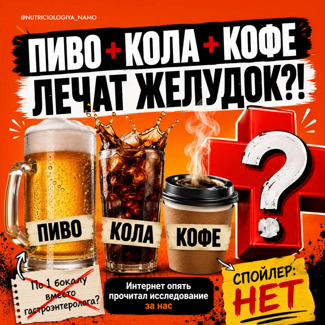 ПИВО, КОЛА И КОФЕ теперь ЛЕЧАТ желудок? 😳