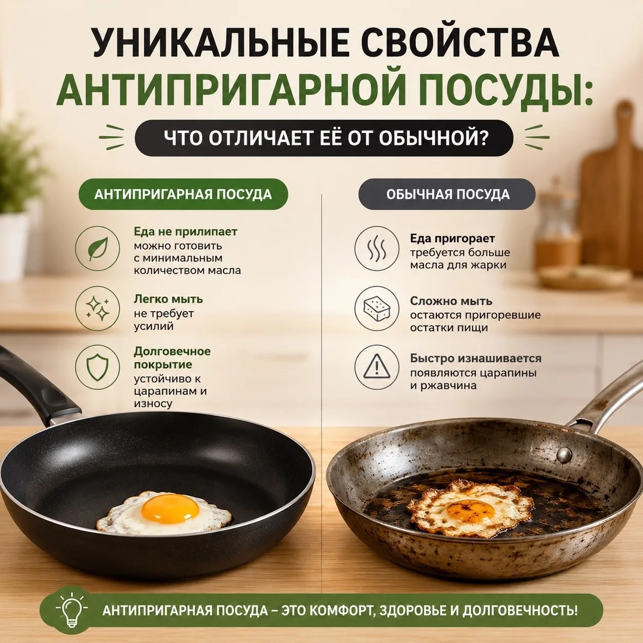 🍳 Уникальные свойства антипригарной посуды: что отличает её от обычной?