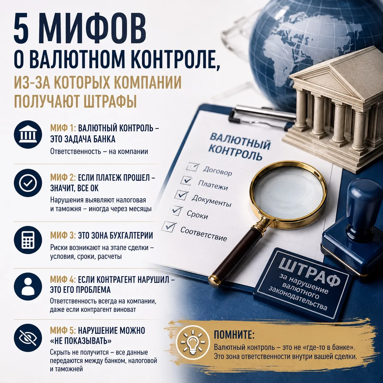 5 мифов о валютном контроле, из-за которых компании получают штрафы

Это, кстати, из первой главы мо