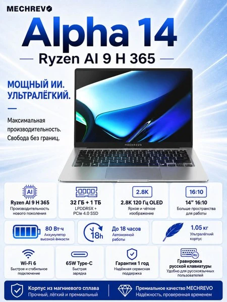 🛍 MECHREVO Alpha 14 Ноутбук 14