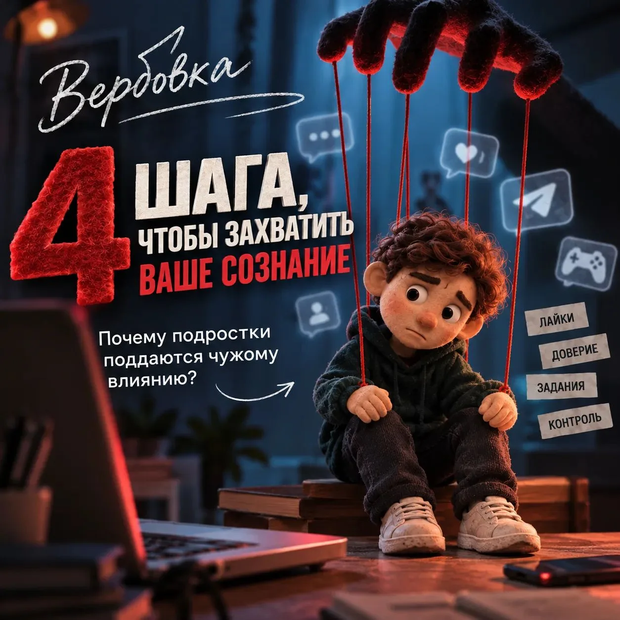 Вербовка подростков начинается незаметно – с общения, доверия и постепенного влияния.