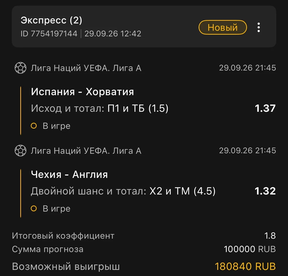 Экспресс дня на футбол ⚽️