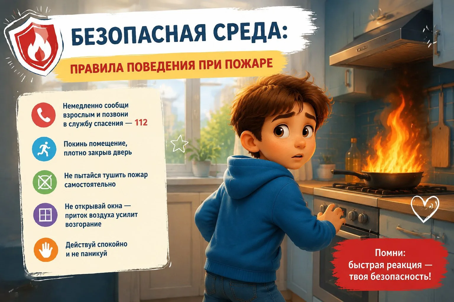 🔥БЕЗОПАСНАЯ СРЕДА: что делать при пожаре?🔥