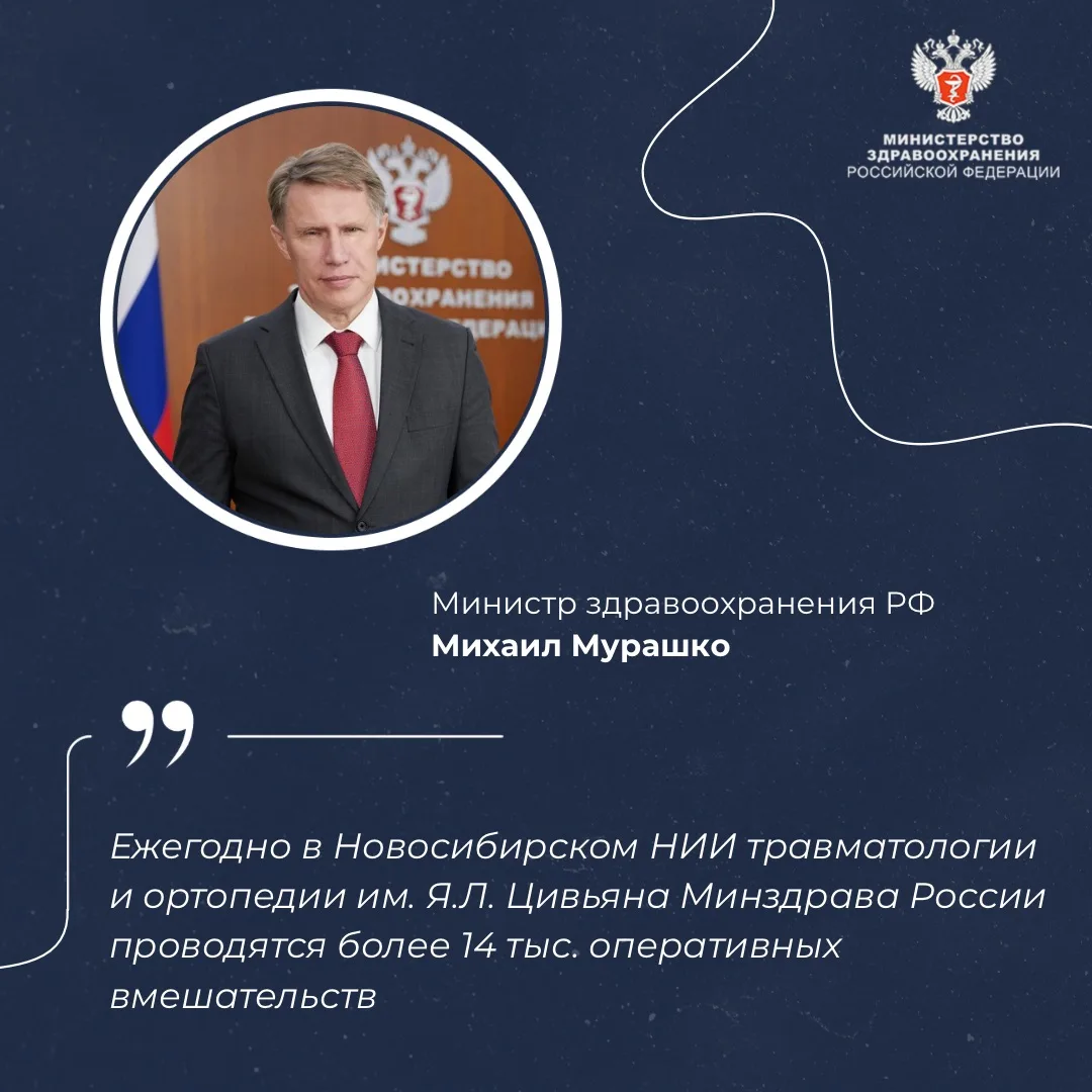 💭 Михаил Мурашко поздравил коллектив Новосибирского НИИ травматологии и ортопедии им. ...