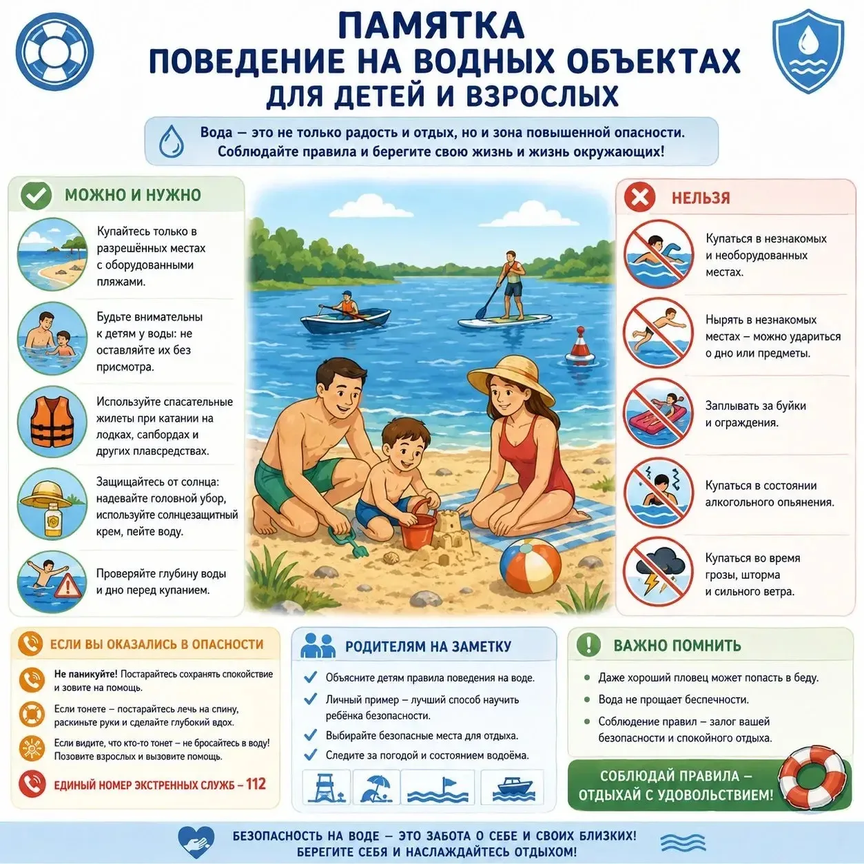 Вода — это радость и отдых, но она не терпит легкомыслия. Чтобы купание и прогулки у водоёма оставил