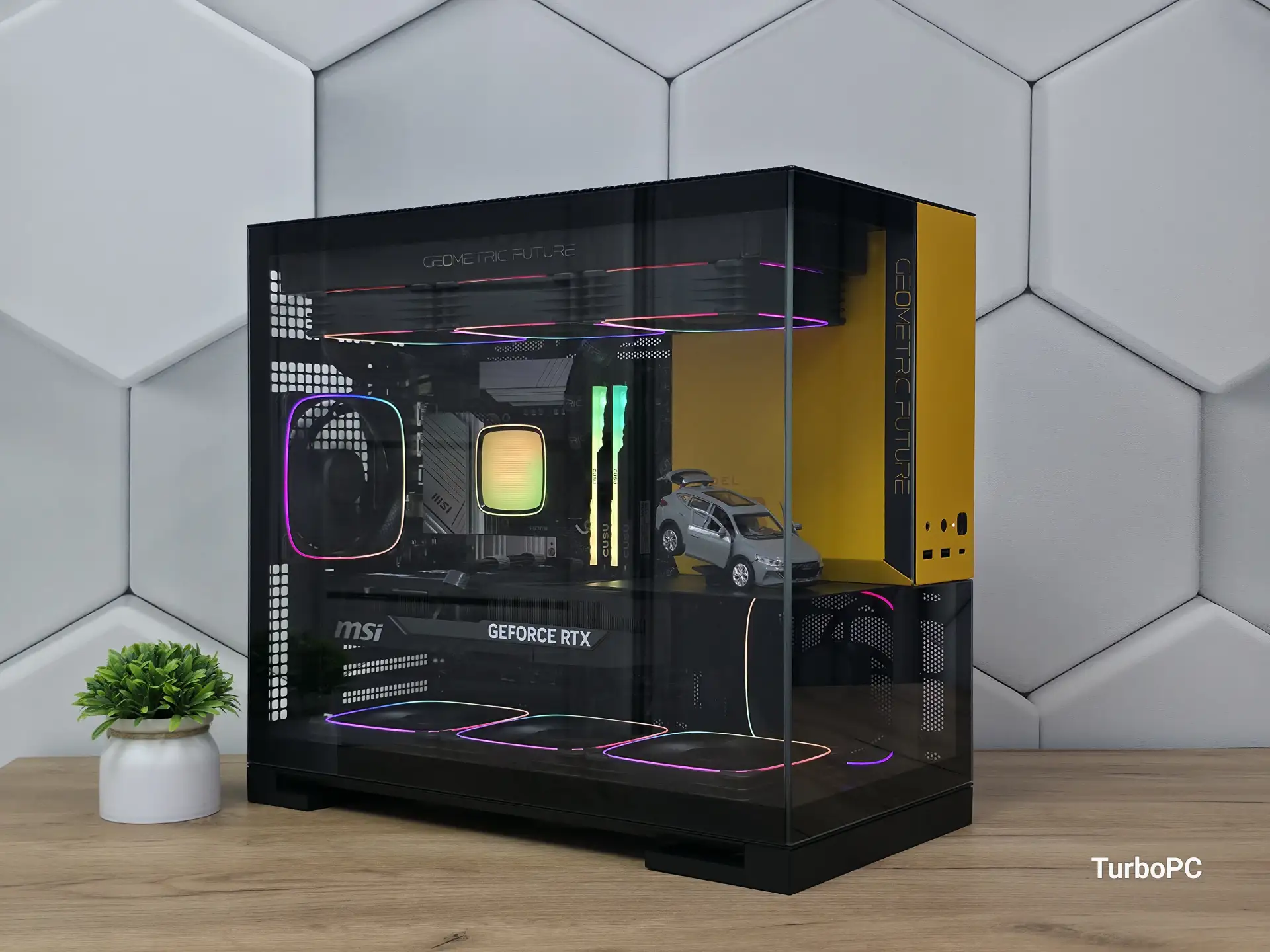 В Geometric Future Model 3 поселился i5-13600KF и MSI RTX 5070 Shadow 3X OC. Воздушный поток продува