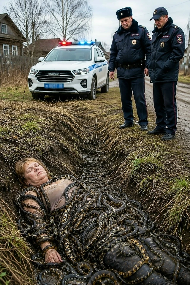 Лежавшую в канаве женщину плотно обвивали змеи, и даже бывалые полицейские панически боялись подойти