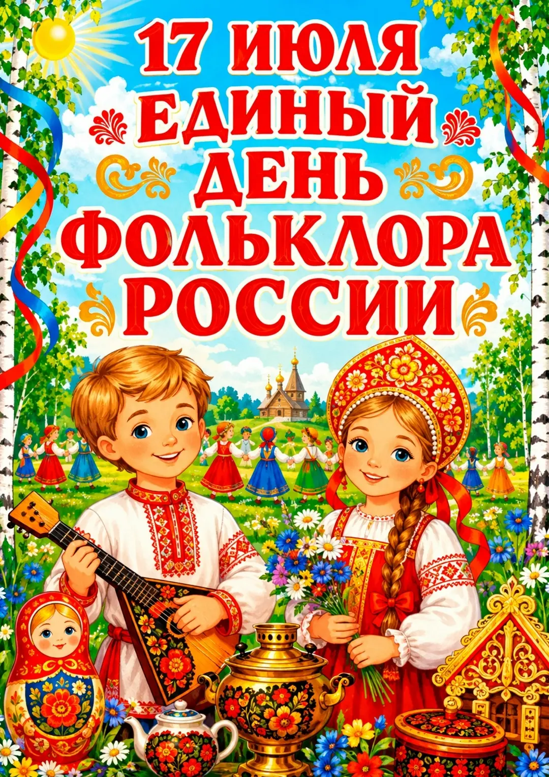 🎉 Единый день фольклора России — прикоснёмся к истокам! 🎉
17 июля по всей стране отмечают Единый д
