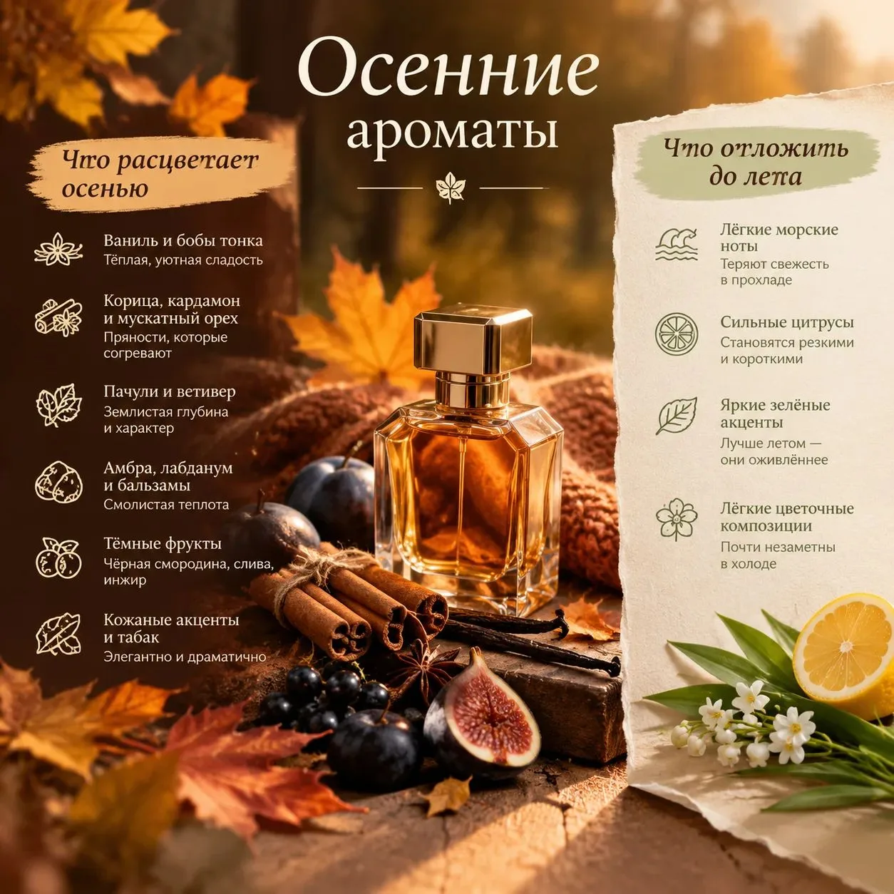 Осень — это время, когда воздух становится бархатным, а ароматы оживают по-новому.