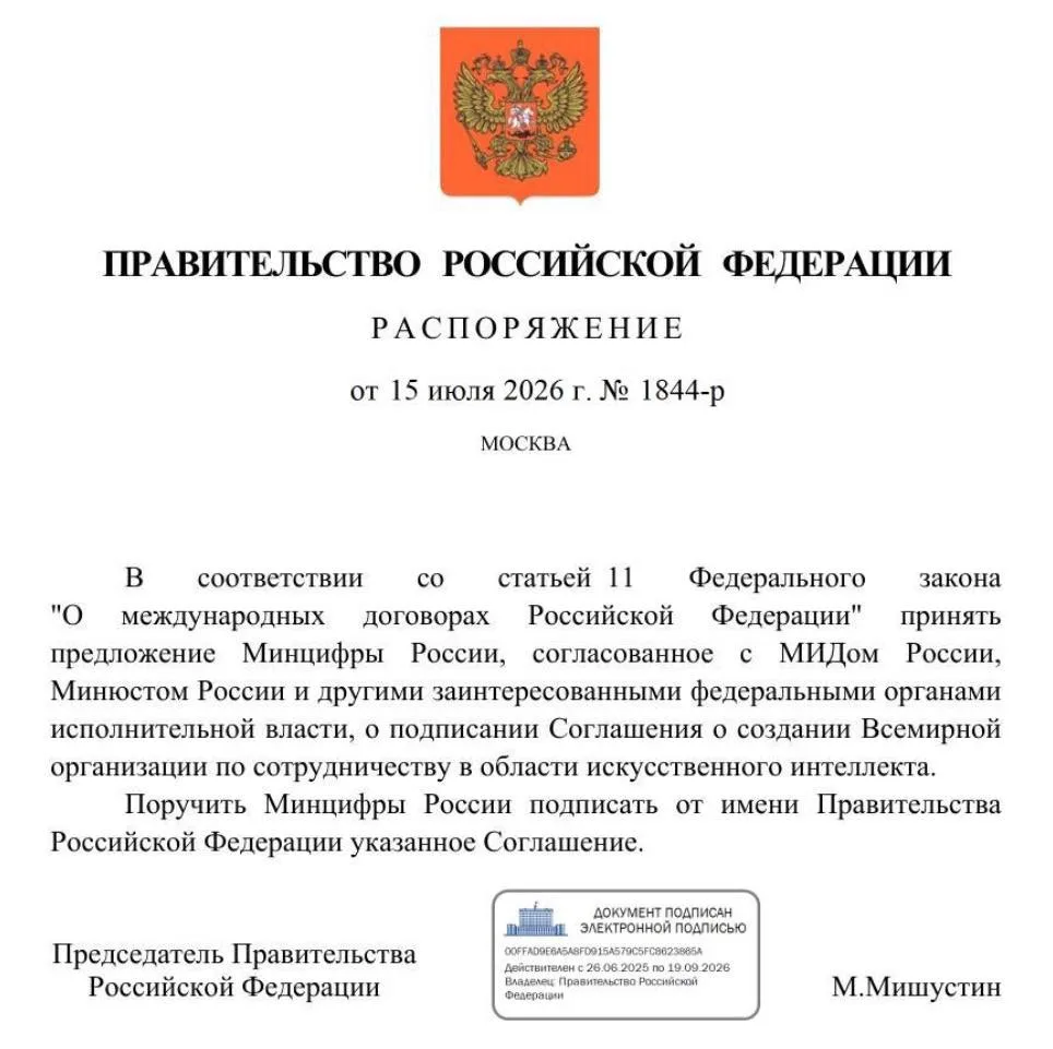 Премьер-министр Михаил Мишустин поручил Министерству цифрового развития, связи и массов...