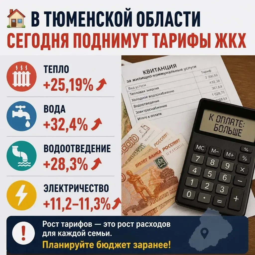ЖКХ в Тюменской области подорожало. Новые тарифы: