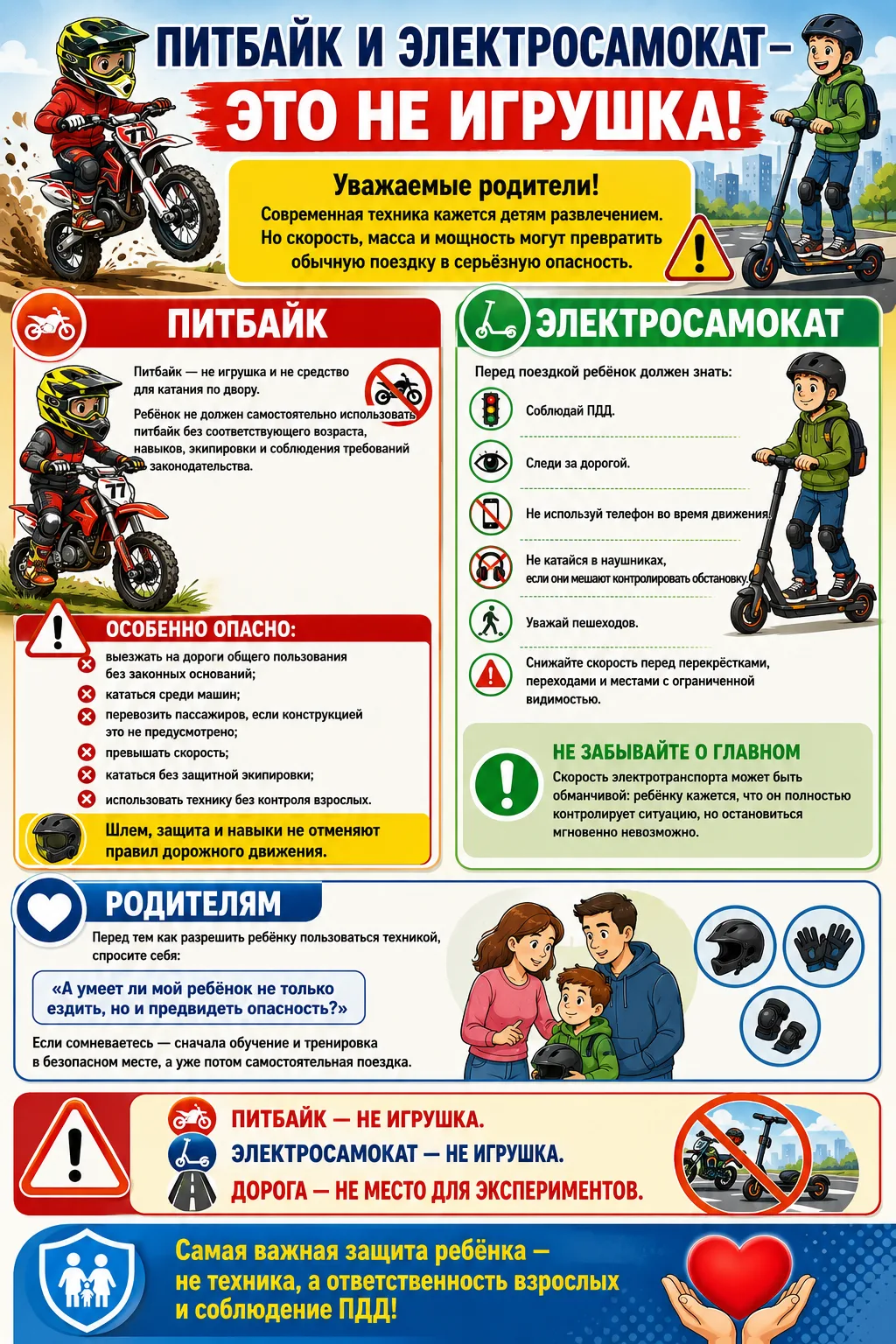 🏍️ ПИТБАЙК И ЭЛЕКТРОСАМОКАТ — ЭТО НЕ ИГРУШКА!
