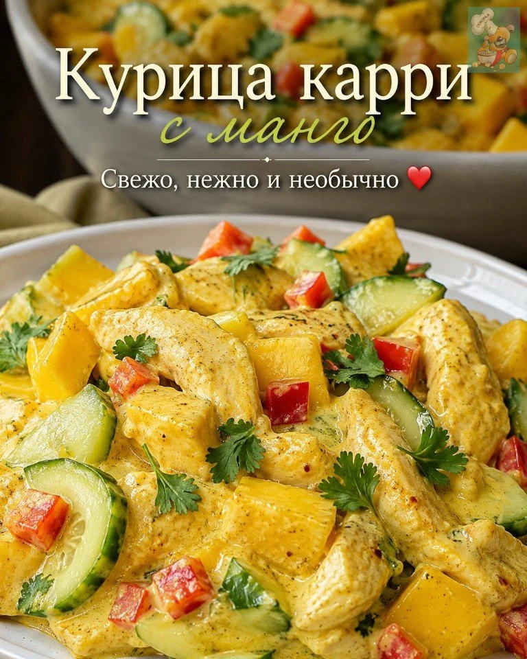 🥭 Курица карри с кокосовым молоком и манго
Нежная холодная закуска с мягким сливочным вкусом, сладк