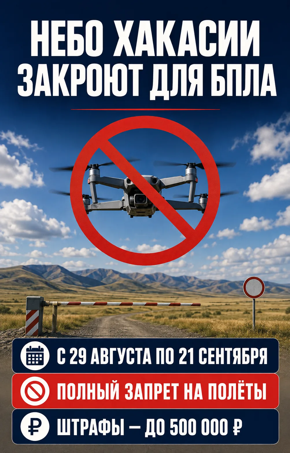 Небо Хакасии закроют для БПЛА почти на месяц