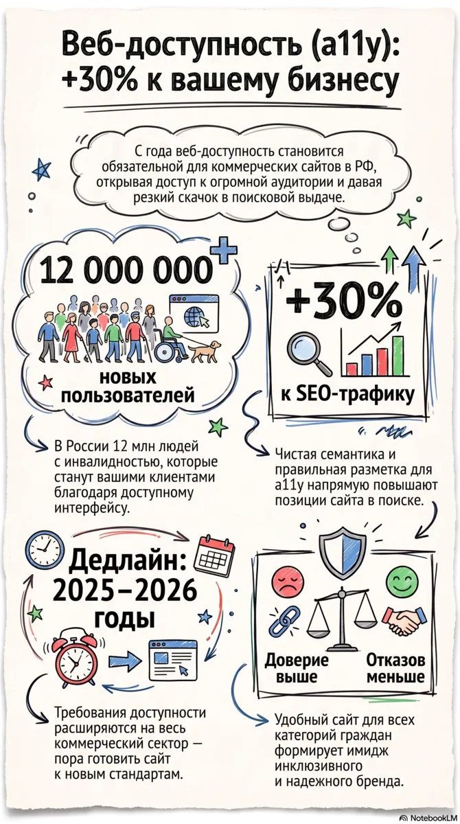 Веб-доступность (a11y): Зачем делать сайт удобным для всех Задумывались ли вы, наскольк...