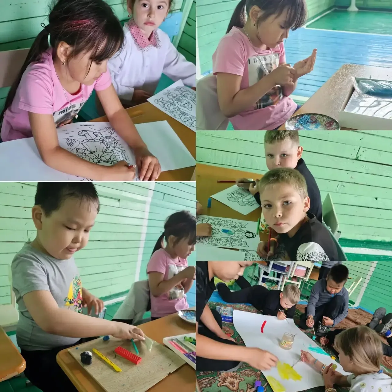 1 день площадки
Команда "Радуга "
Знакомство с детьми.
 Рисование плаката, речевка 
Занятия по интер