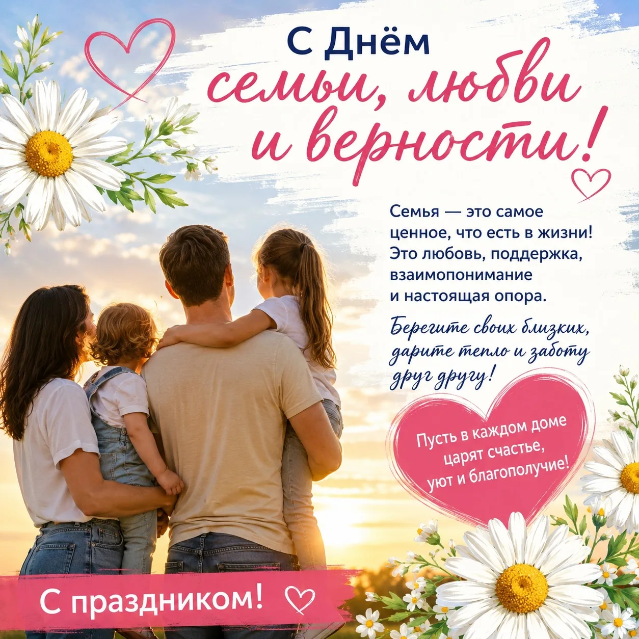 👨‍👩‍👧‍👦 С Днём семьи, любви и верности!🌼

8 июля в России отмечается один из самых светлых и ду