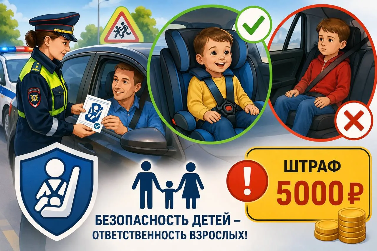 🚗👶 Безопасность детей в автомобиле — обязанность по закону.