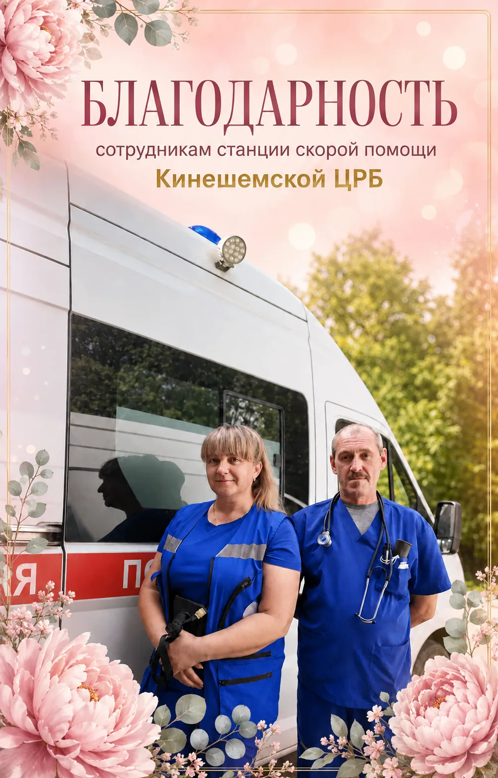 В адрес сотрудников станции скорой помощи Кинешемской ЦРБ поступила благодарность: