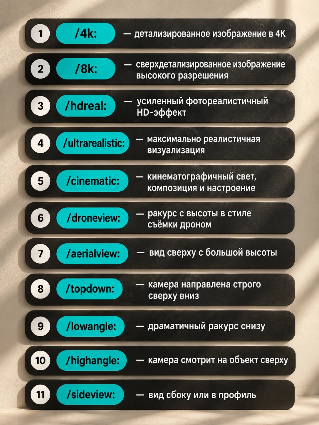 Большая подборка команд при работе с визуалом для ChatGPT