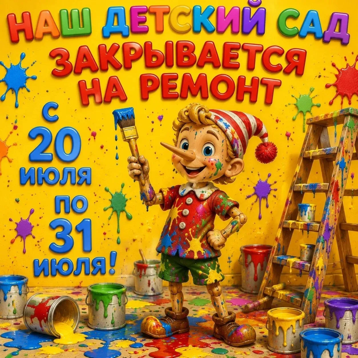 Уважаемые родители!

Информируем вас, что с 20 по 31 июля наш детский сад будет временно закрыт  в с