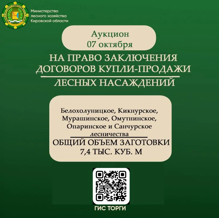 🔔 Министерство лесного хозяйства Кировской области приглашает субъекты малого и средне...
