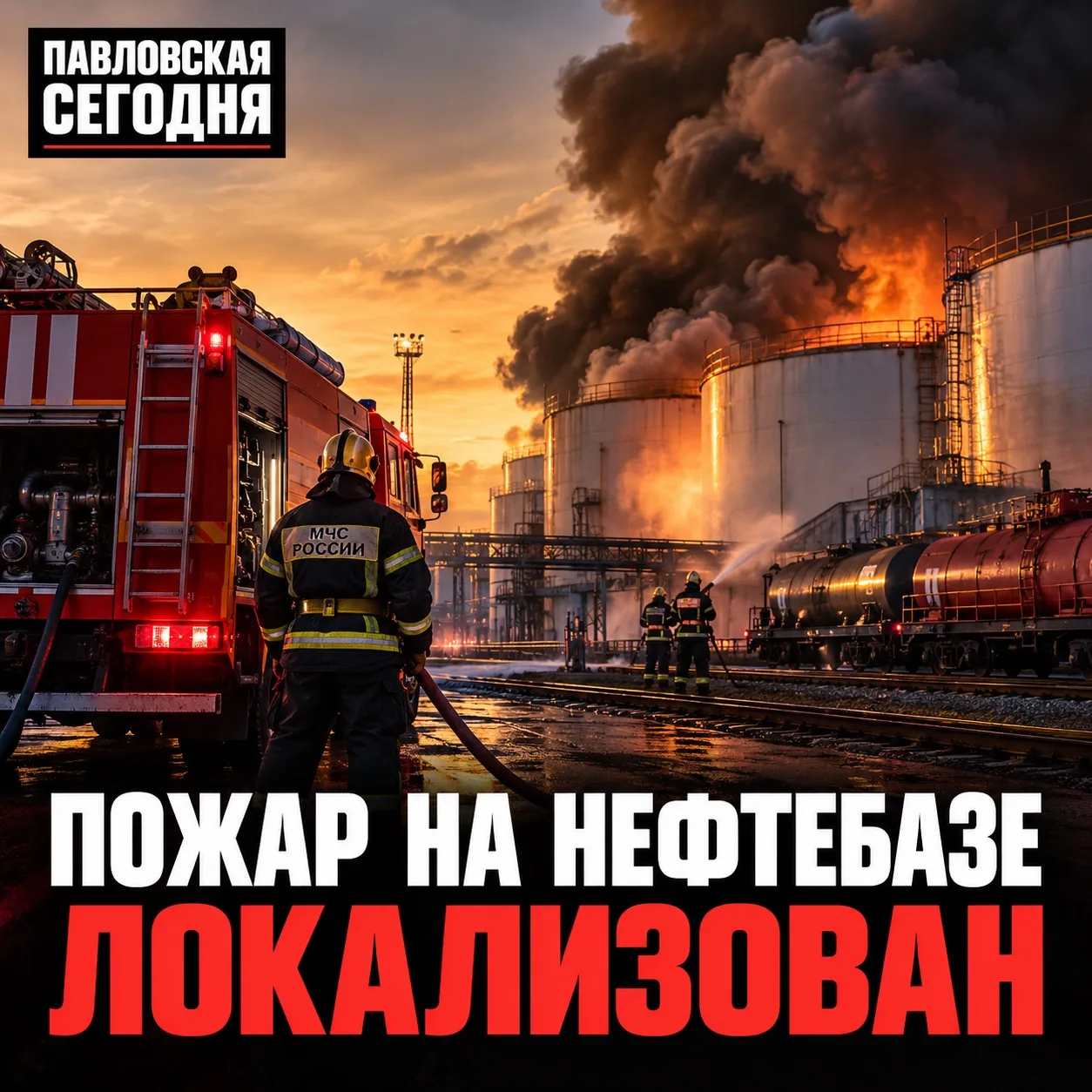 🚒 Пожар на нефтебазе в Павловской локализован