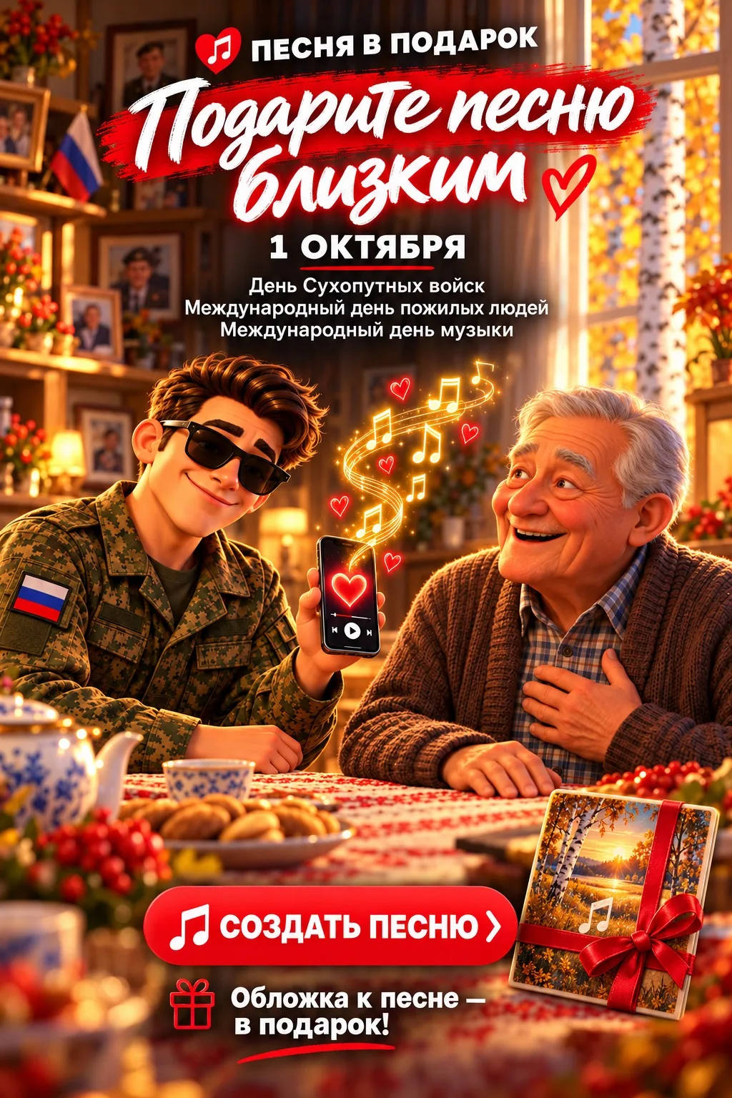 🎵 Подарите песню тем, кто вам дорог — 1 октября сразу три важных повода! ❤️
