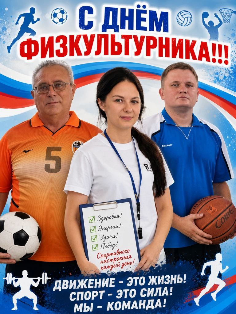 ПОЗДРАВЛЯЕМ С ДНЁМ ФИЗКУЛЬТУРНИКА!