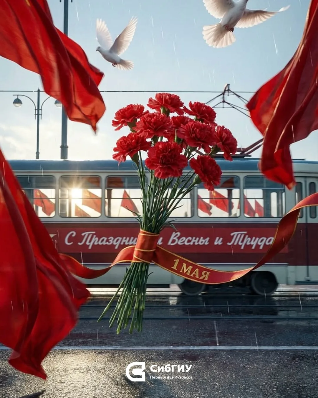 С Праздником Весны и Труда! 🌸  Пусть весеннее настроение заряжает на новые успехи, а работа и учеба 