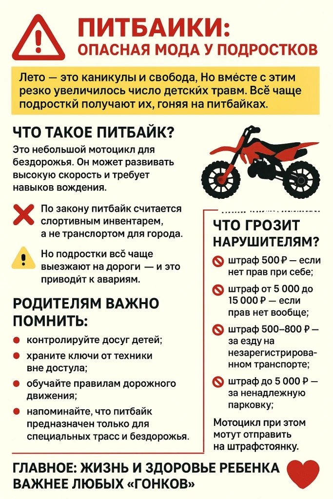 Летом число дорожно-транспортных происшествий с участием мототранспорта значительно воз...