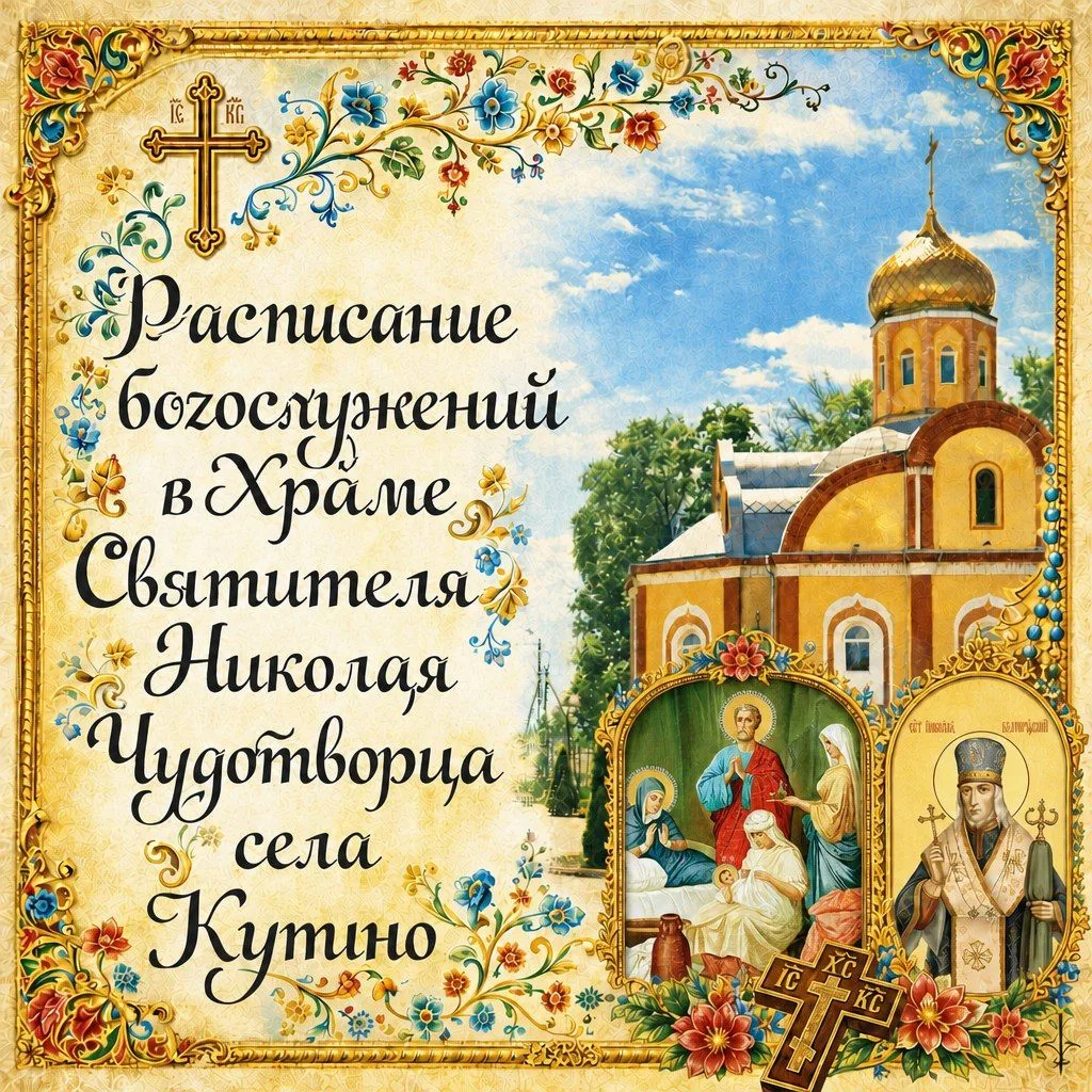 Расписание богослужений в Храме Святителя Николая Чудотворца села Купино на сентябрь