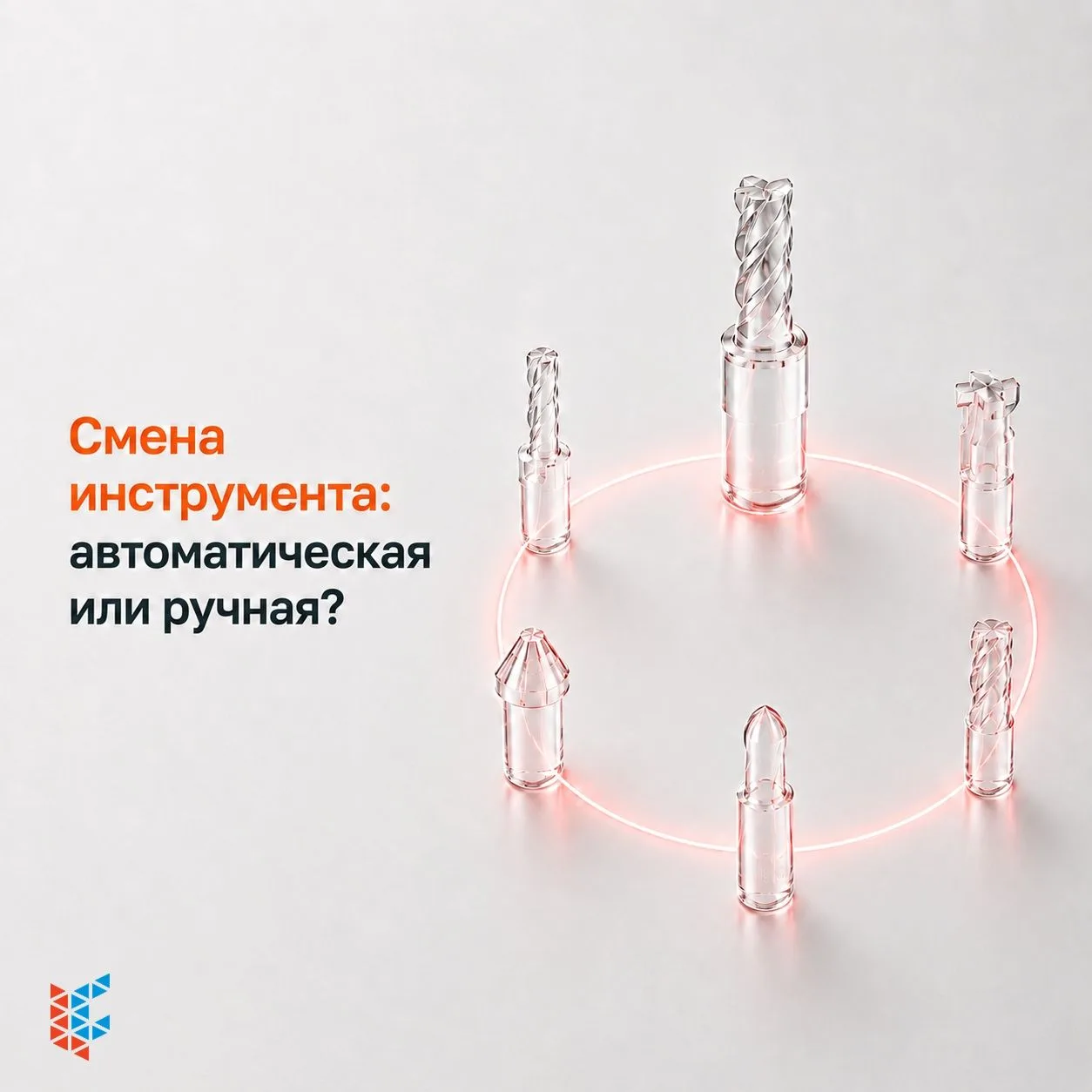 Ручная смена подходит, если деталь обрабатывается одной-двумя фрезами, партии небольшие...