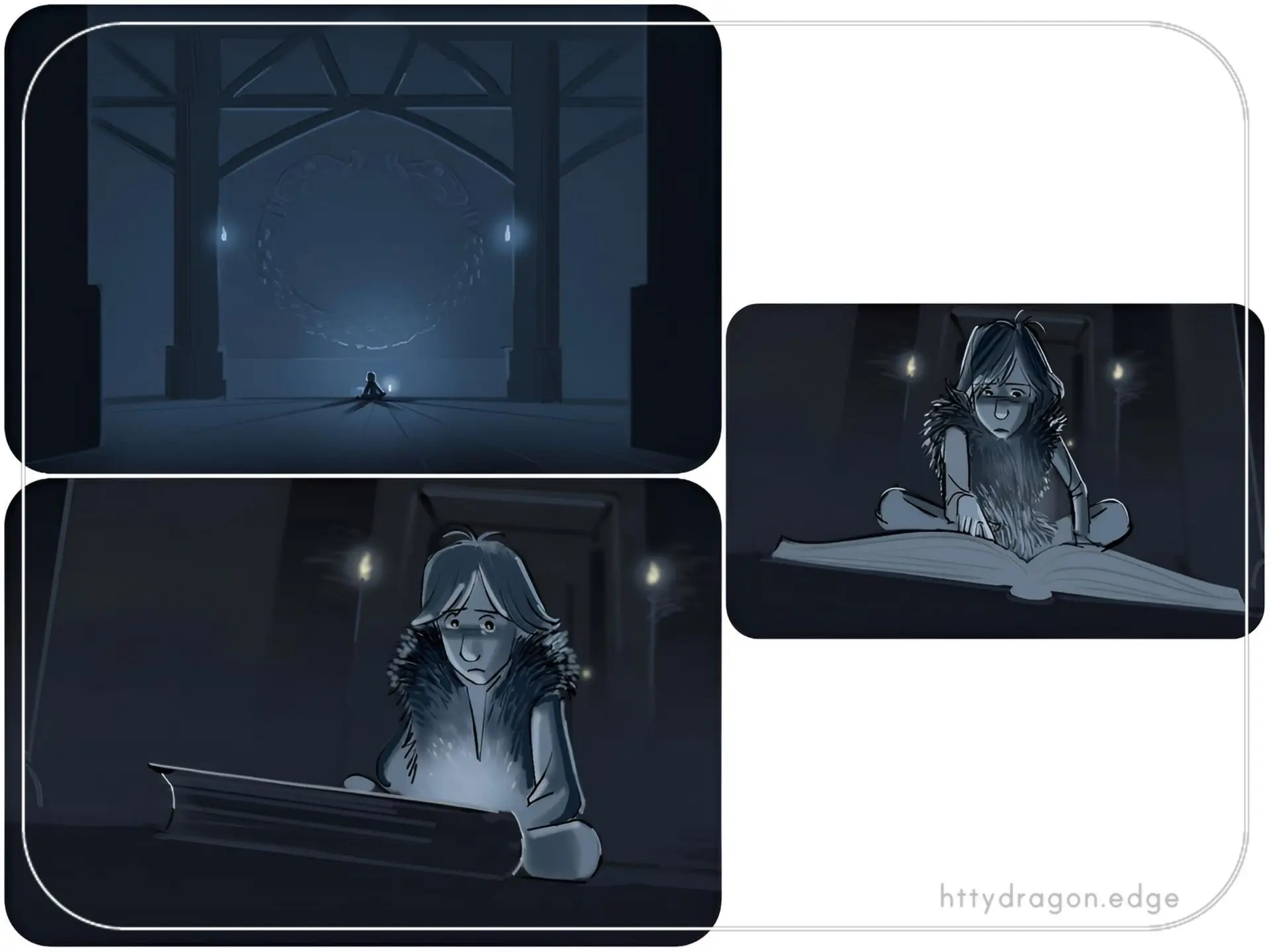 ✎ Концепт-арты того, как Иккинг первый раз читает книгу драконов