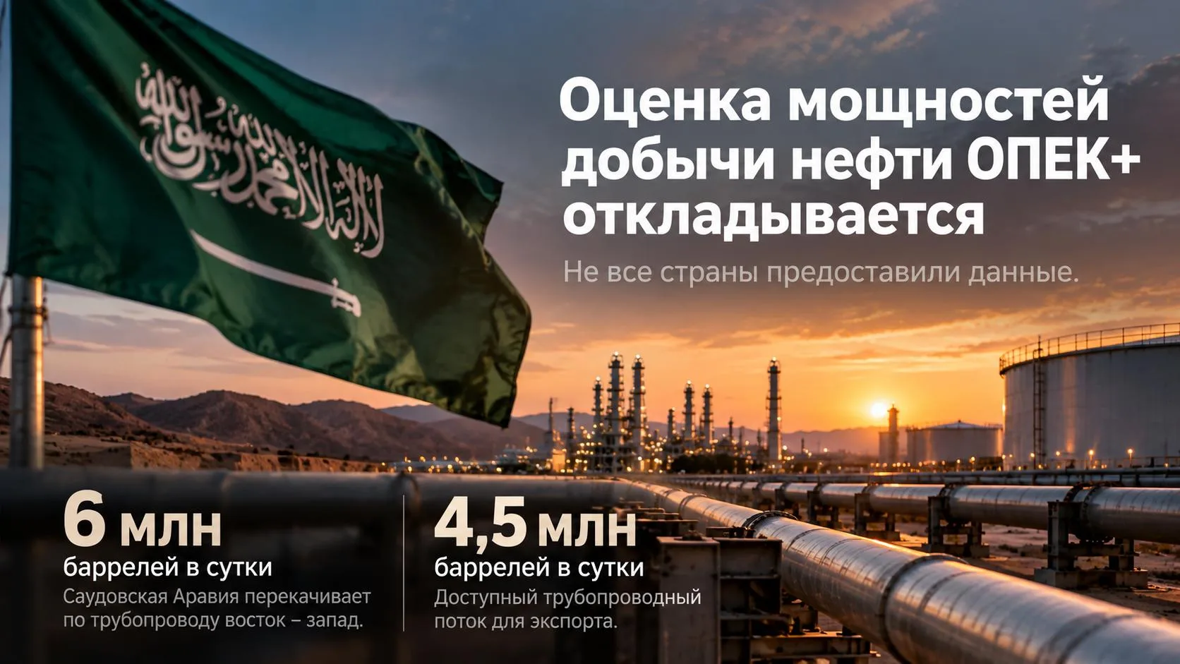 🌍🛢 Новость: оценка мощностей добычи нефти Опек+ откладывается, не все страны предоста...