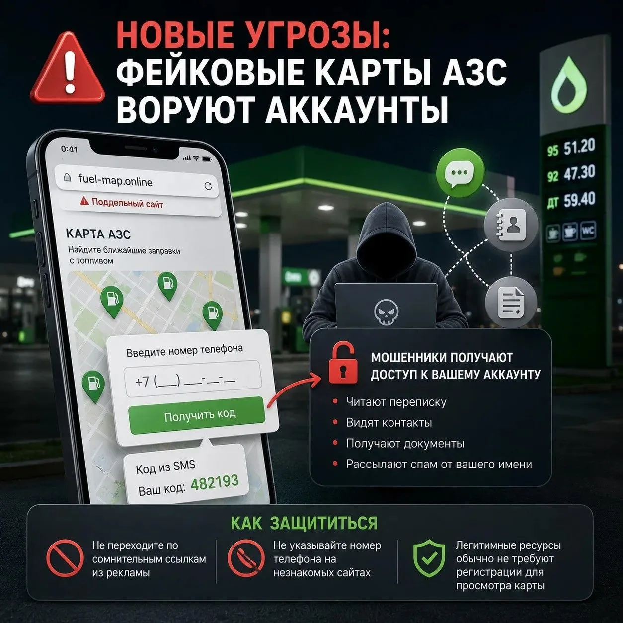 Новые угрозы: фейковые карты АЗС воруют аккаунты