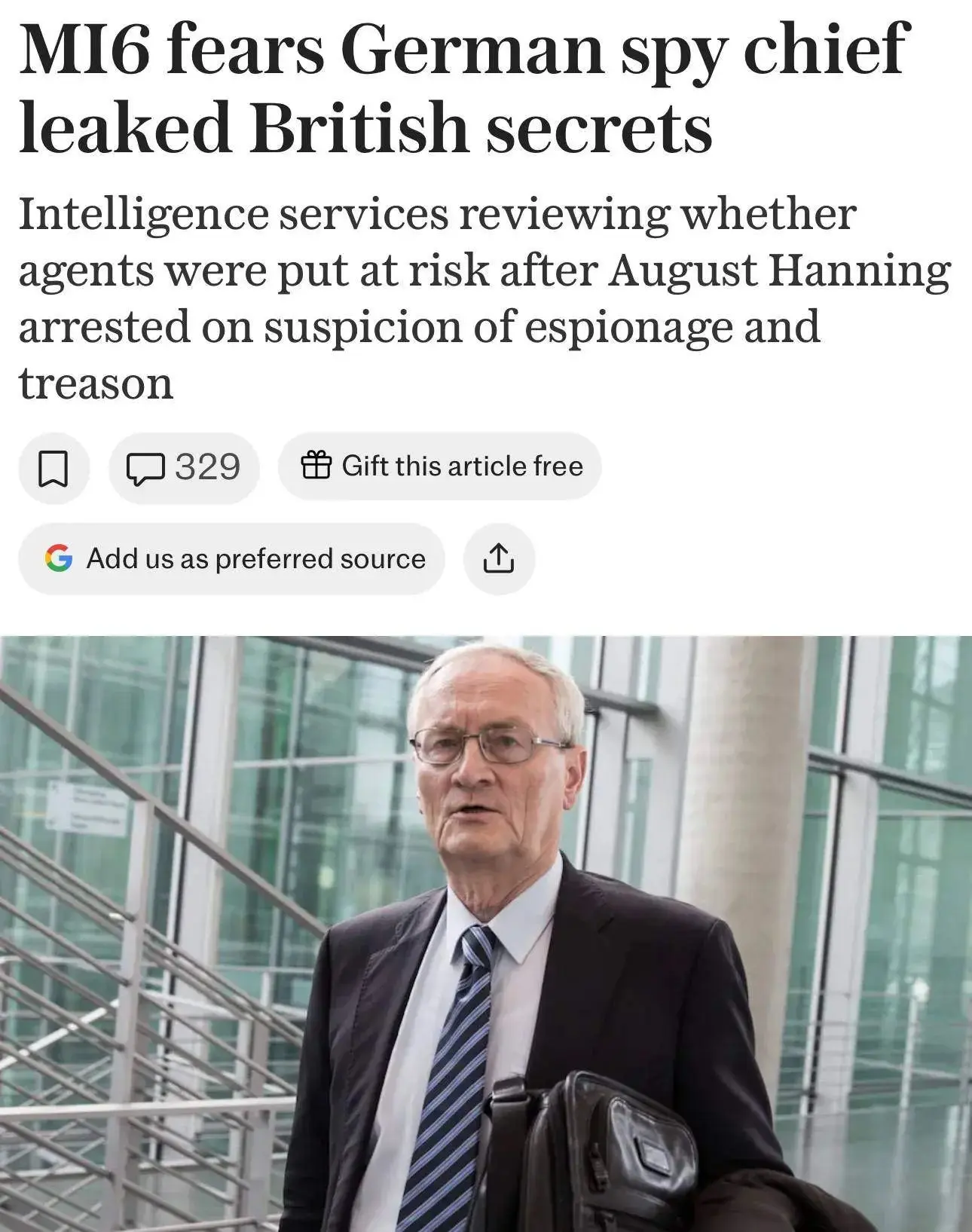 #MI6 опасается, что бывший глава немецкой разведки слил британские секреты — #The_Teleg...
