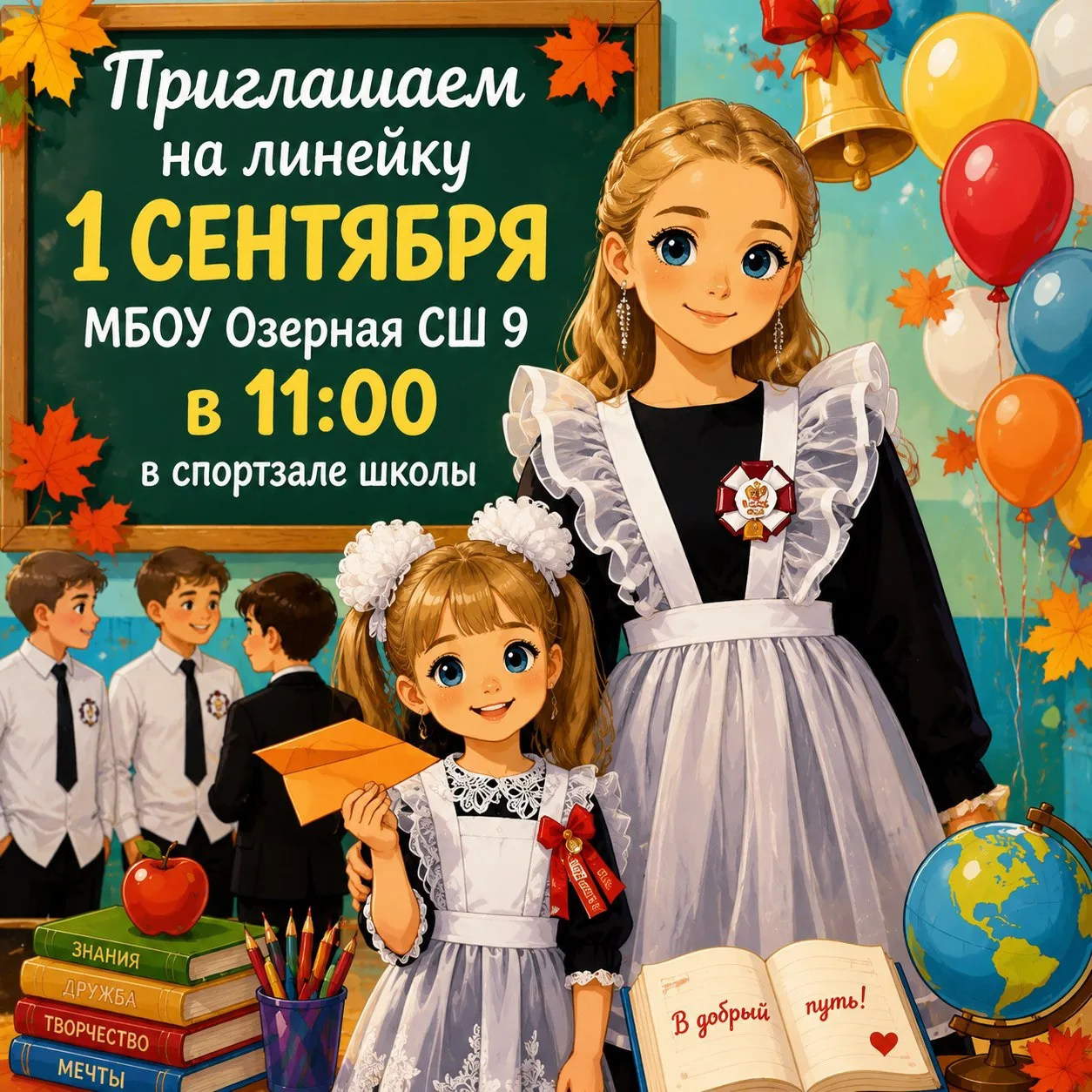 🔔 Здравствуй, школьная пора! Приглашаем на торжественную линейку 1 сентября! 📚✨