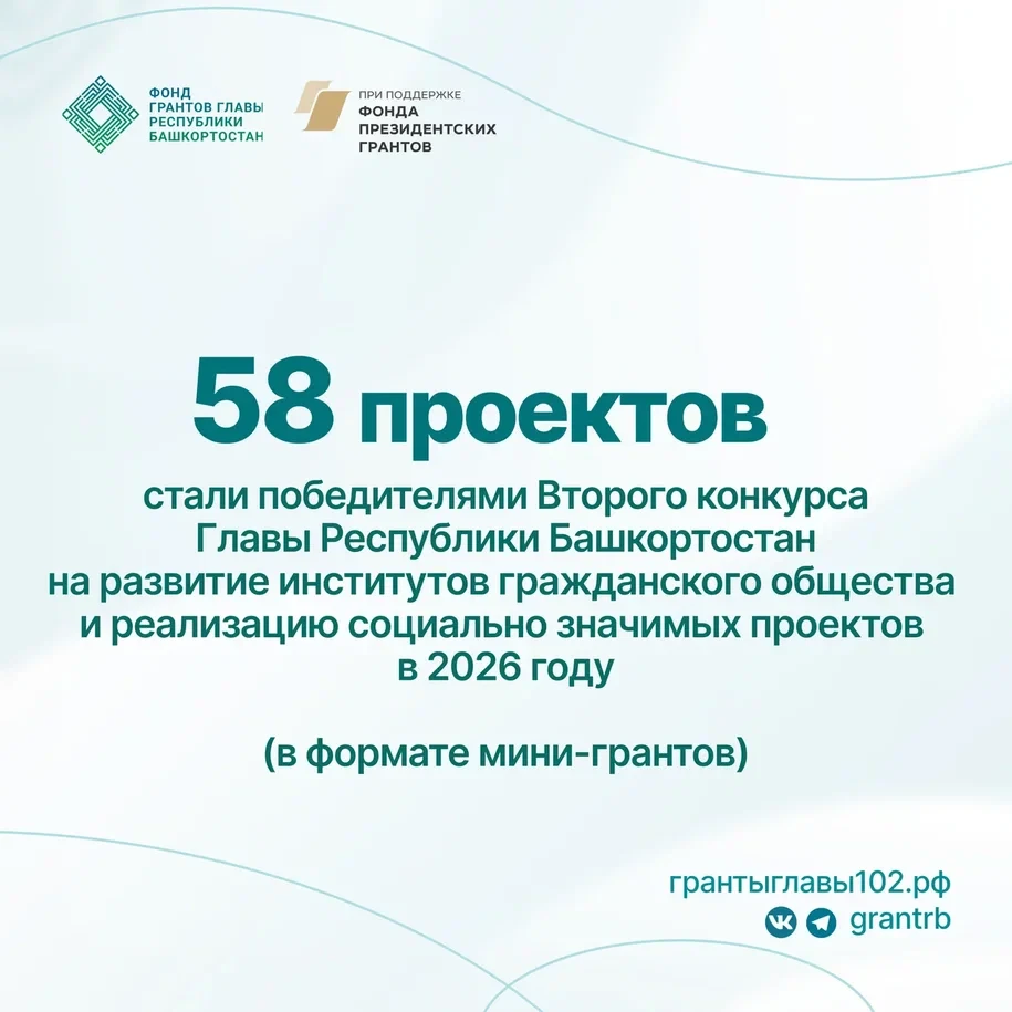 58 начинающих НКО получили гранты Главы Башкортостана